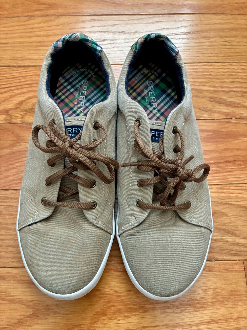 Sperry Mens Tan Canvas Lace-Up Shoes Sneakers Size 7